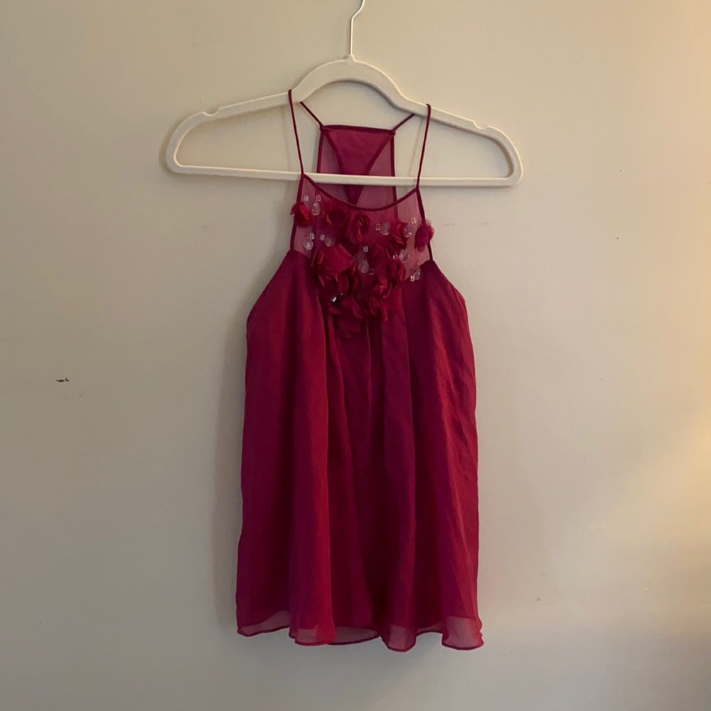 Rebecca Taylor magenta cross back top